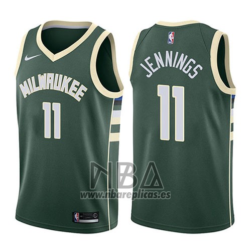 Camiseta Milwaukee Bucks Brandon Jennings NO 11 Icon 2017-18 Verde